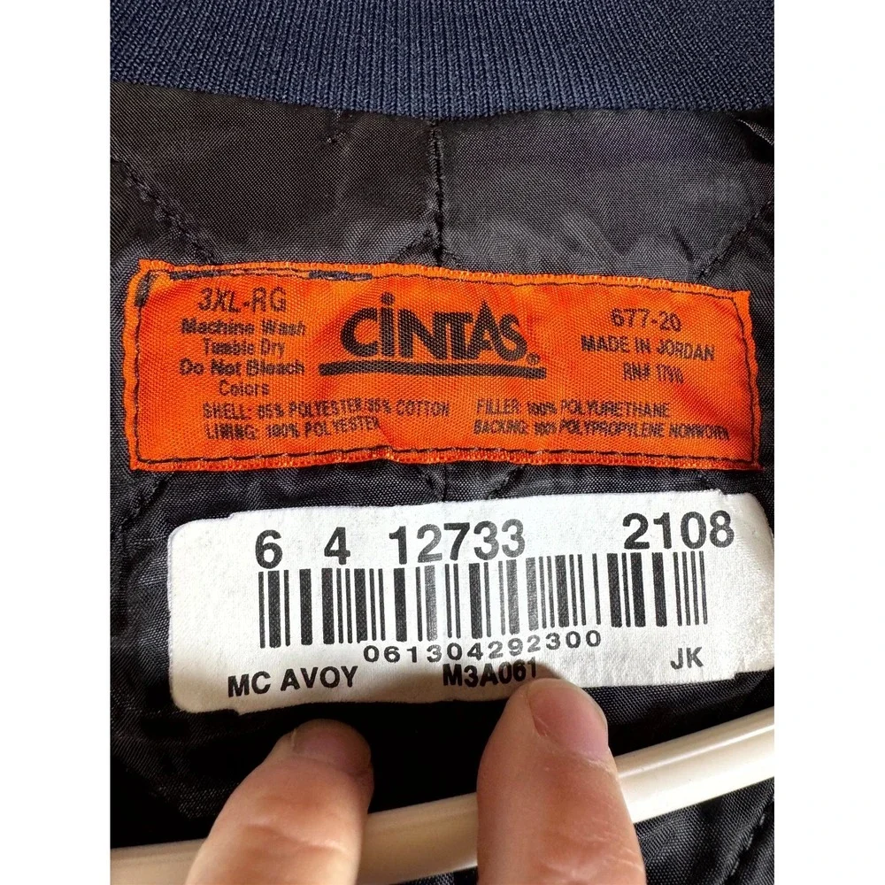 Cintas Bomber Jacket Mens 3XL Blue Insulated Mondelez International Bob Full Zip